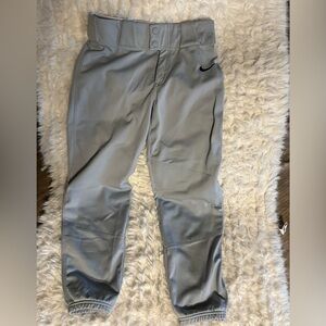Nike Boys Yourh Grey Athletic Baseball Pants with Swoosh